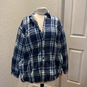 Wrangler Men’s Fleece Lined Plaid Flannel Shirt Jacket EUC Sz LG Soft Cotton